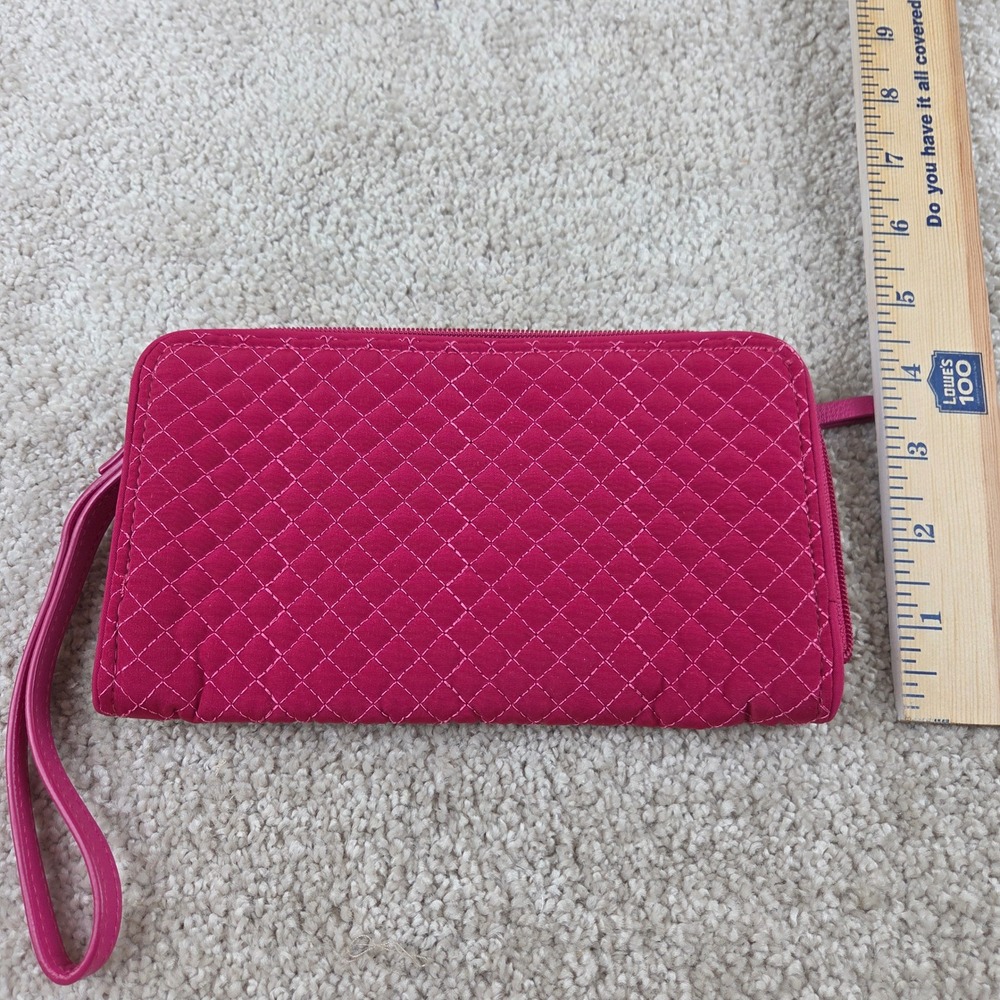 Vera Bradley Magenta Pink Quilted Microfiber Wristlet Wallet Clutch Organizer - Picture 2 of 5